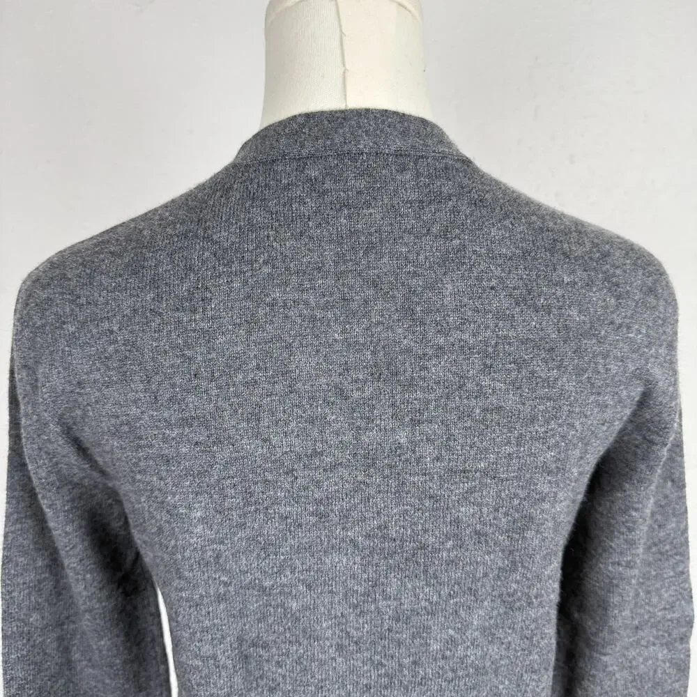 Tory Burch Merino Wool Cardigan Beaded Palm Tree Gray Sweater - XS